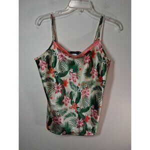 Emme Jordan Tank Top Camisole Boho Floral Tropical Silky Business Casual Large